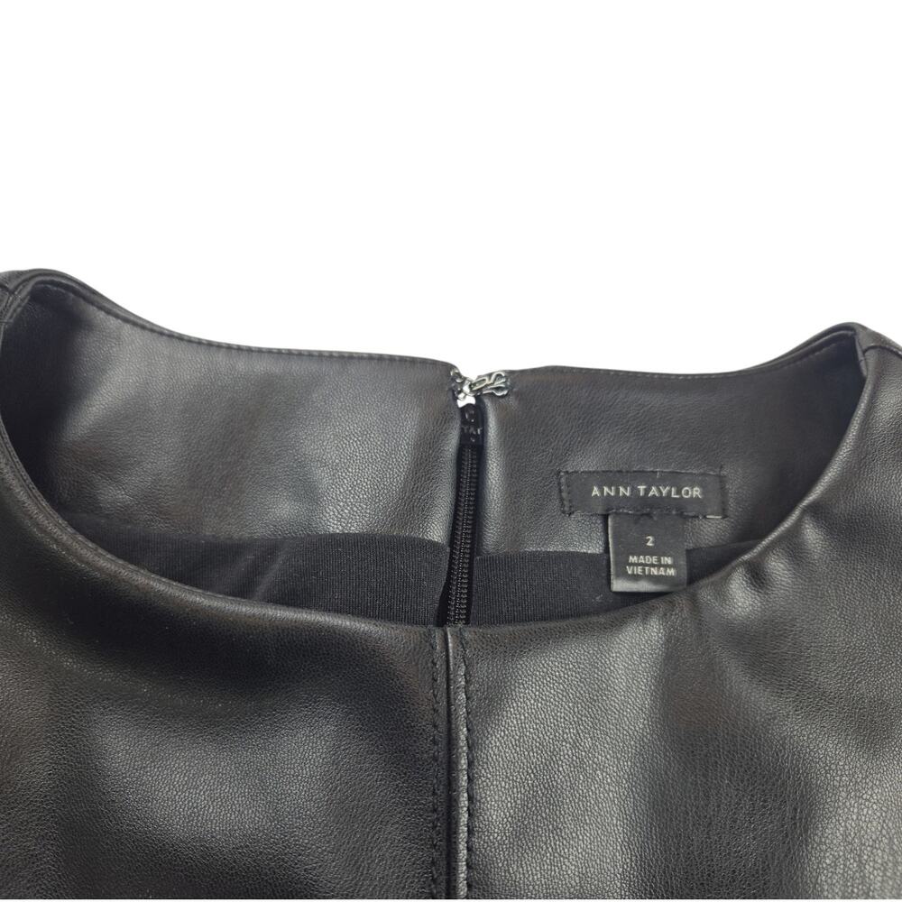 Ann Taylor| Black, Faux Leather, Dress | Size 2 - Picture 2 of 7